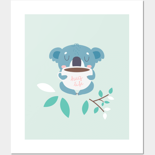 Koala - Hug Life Wall Art by Brzozowska